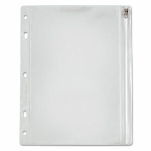 Zipper Binder Pocket, 2- to 5-Hole Punched, 8" x 10.5", Clear