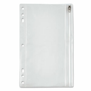 Zipper Binder Pocket, 2- to 5-Hole Punched, 6" x 9.5", Clear