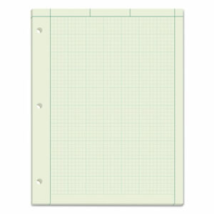 Engineering Computation Pads, Cross-Section Quadrille Rule (5 sq/in, 1 sq/in), Green Cover, 100 Green-Tint 8.5 x 11 Sheets