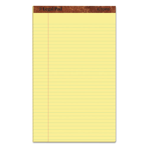 The Legal Pad Plus Ruled Perforated Pads, 40 pt. Back, Wide/Legal Rule, 50 Canary-Yellow 8.5 x 14 Sheets, Dozen - Image 2