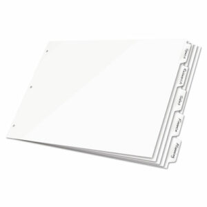 Write 'n Erase Tabloid Index Dividers, 8-Tab, 11 x 17, White, 1 Set