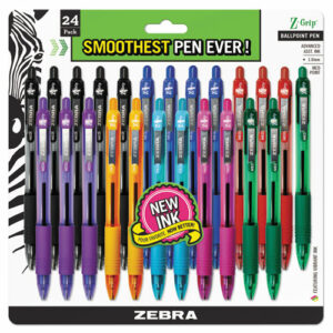 Z-Grip Ballpoint Pen, Retractable, Medium 1 mm, Assorted Business/Artistic Ink and Barrel Colors, 24/Pack