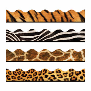 Terrific Trimmers Print Board Trim, 48-Piece Set, Assorted Animal Prints, 2.25" x 39", Assorted Colors