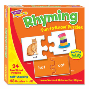 Fun to Know Puzzles, Word Rhymes Matching Game, Ages 3 and Up, (24) Puzzle Piece Pairs