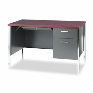 34000 Series Right Pedestal Desk, 45.25" x 24" x 29.5", Mahogany/Charcoal