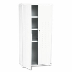 Rough n Ready Storage Cabinet, Three-Shelf, 33w x 18d x 66h, Platinum