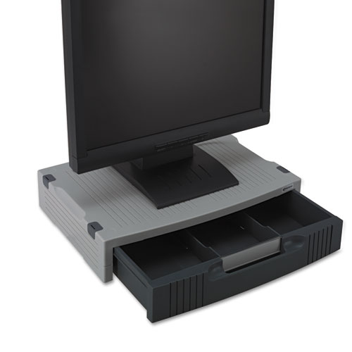 Basic LCD Monitor/Printer Stand, 15" x 11" x 3", Charcoal Gray/Light Gray - Image 4