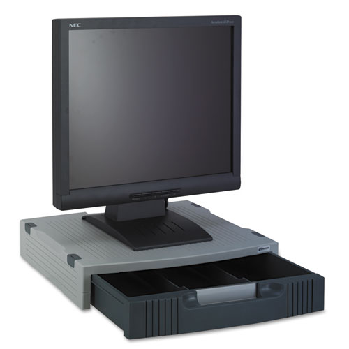 Basic LCD Monitor/Printer Stand, 15" x 11" x 3", Charcoal Gray/Light Gray - Image 3