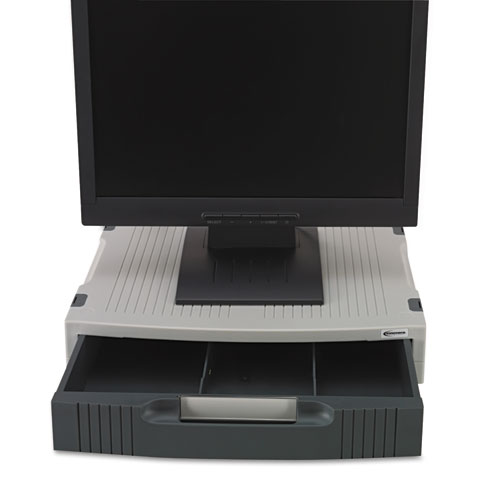 Basic LCD Monitor/Printer Stand, 15" x 11" x 3", Charcoal Gray/Light Gray - Image 5