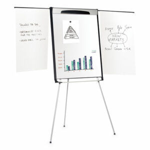 Tripod Extension Bar Magnetic Gold Ultra Dry Erase Easel, 29" x 41", White Surface, Black/Satin Aluminum Frame