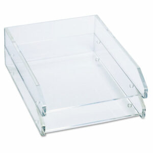 Clear Acrylic Letter Tray, 2 Sections, Letter Size Files, 10.5" x 13.75" x 2.5", Clear, 2/Pack