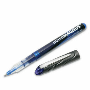 7520014612663, SKILCRAFT Liquid Magnus Hybrid Gel Pen, Stick, Extra-Fine 0.5 mm, Blue Ink, Clear/Blue Barrel, Dozen