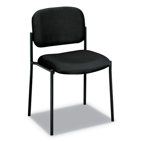 VL606 Stacking Guest Chair without Arms, Fabric Upholstery, 21.25" x 21" x 32.75", Black Seat, Black Back, Black Base - Image 6