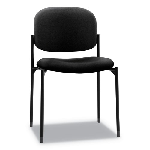 VL606 Stacking Guest Chair without Arms, Fabric Upholstery, 21.25" x 21" x 32.75", Black Seat, Black Back, Black Base - Image 5