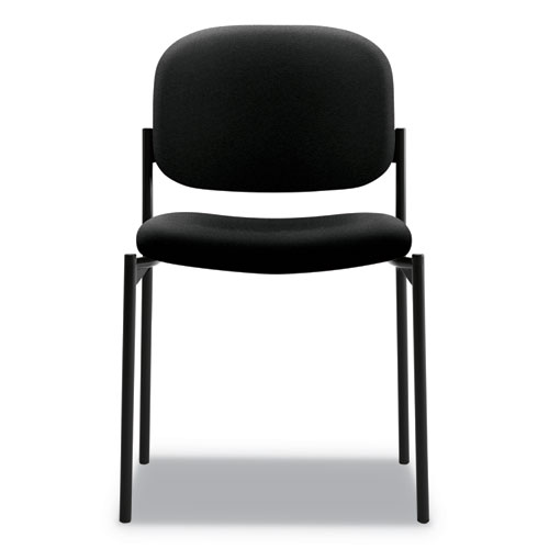VL606 Stacking Guest Chair without Arms, Fabric Upholstery, 21.25" x 21" x 32.75", Black Seat, Black Back, Black Base - Image 4