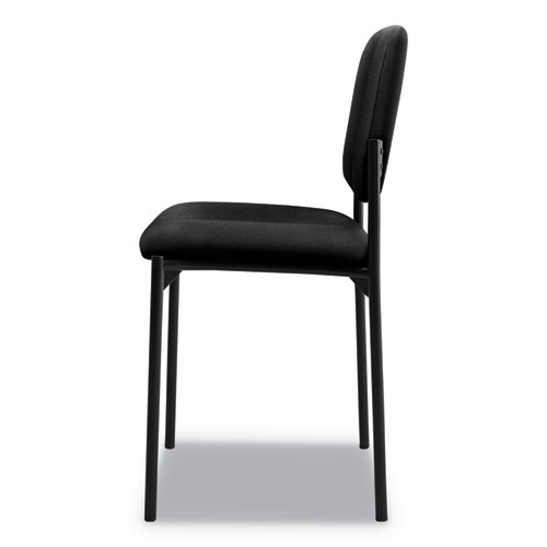 VL606 Stacking Guest Chair without Arms, Fabric Upholstery, 21.25" x 21" x 32.75", Black Seat, Black Back, Black Base - Image 3