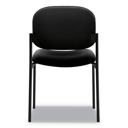 VL606 Stacking Guest Chair without Arms, Fabric Upholstery, 21.25" x 21" x 32.75", Black Seat, Black Back, Black Base - Image 2