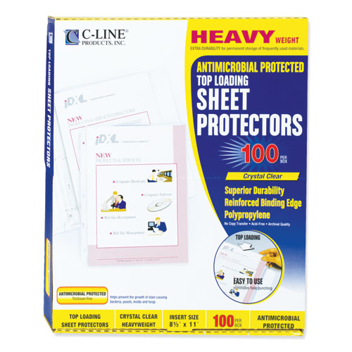 Polypropylene Sheet Protectors, Antimicrobial Protection, Heavy-Duty, Side: 3-Hole Punched, 8.5 x 11 Insert, Clear, 100/Box - Image 3