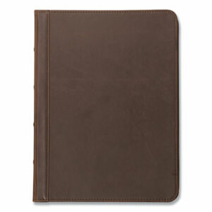 Vintage Hardback Zipper Portfolio, Vinyl, Dark Brown, 11 x 8.5