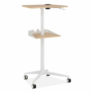 VUM Mobile Workstation, 25.25" x 19.75" x 35.5" to 47.75", Natural/White