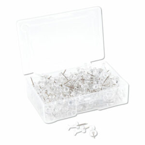 Standard Push Pins, Plastic, Clear, Clear Head/Silver Pin, 0.44", 200/Pack