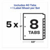 Print and Apply Index Maker Clear Label Plastic Dividers w/Printable Label Strip, 8-Tab, 11 x 8.5, Frosted Clear Tabs, 5 Sets - Image 5