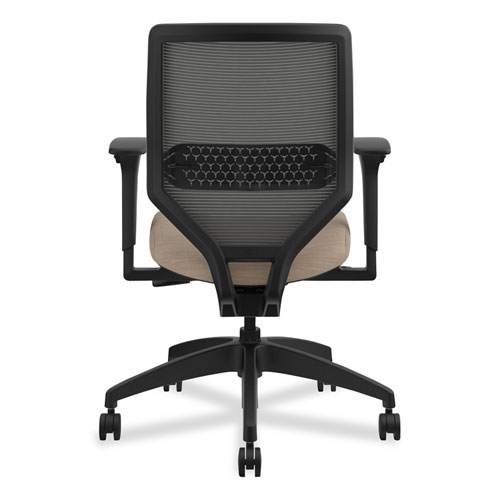 Solve Series Mesh Back Task Chair, Supports Up to 300 lb, 18" to 23" Seat Height, Putty Seat, Charcoal Back, Black Base - Image 7