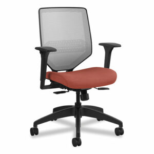 Solve Series Mesh Back Task Chair, Supports Up to 300 lb, 18" to 23" Seat Height, Bittersweet Seat, Fog Back, Black Base