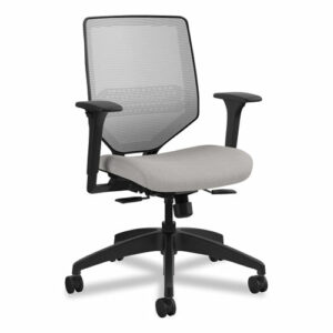 Solve Series Mesh Back Task Chair, Supports Up to 300 lb, 18" to 23" Seat Height, Sterling Seat, Fog Back, Black Base