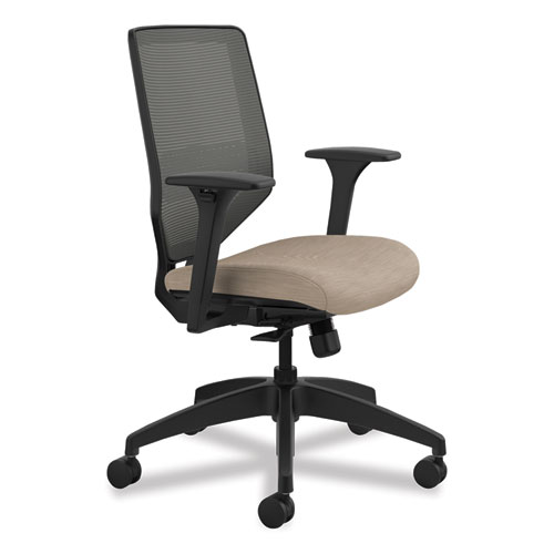 Solve Series Mesh Back Task Chair, Supports Up to 300 lb, 18" to 23" Seat Height, Putty Seat, Charcoal Back, Black Base - Image 2