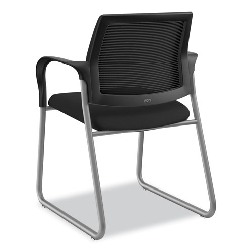 Ignition Series Mesh Back Guest Chair with Sled Base, Fabric Seat, 25" x 22" x 34", Black Seat, Black Back, Platinum Base - Image 8