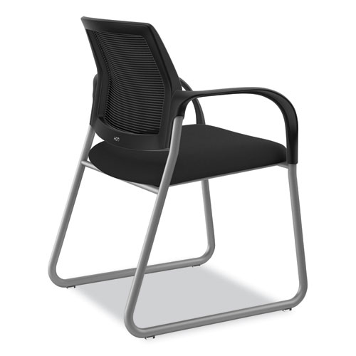 Ignition Series Mesh Back Guest Chair with Sled Base, Fabric Seat, 25" x 22" x 34", Black Seat, Black Back, Platinum Base - Image 5
