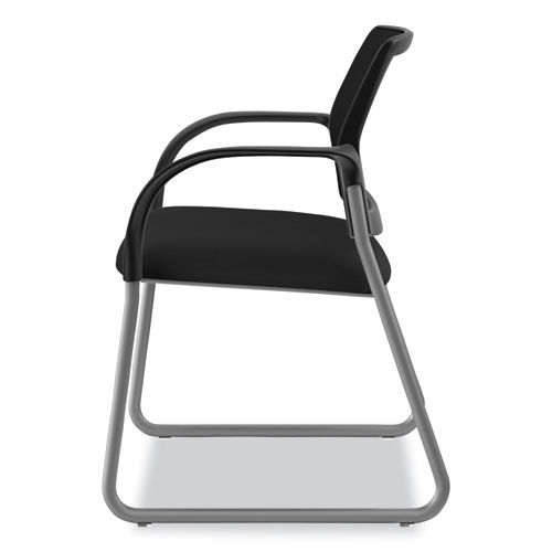 Ignition Series Mesh Back Guest Chair with Sled Base, Fabric Seat, 25" x 22" x 34", Black Seat, Black Back, Platinum Base - Image 10