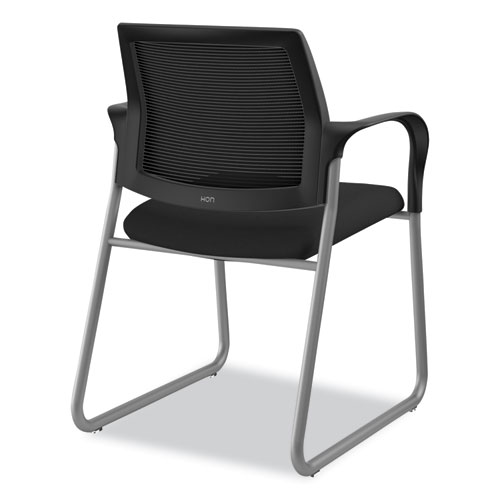 Ignition Series Mesh Back Guest Chair with Sled Base, Fabric Seat, 25" x 22" x 34", Black Seat, Black Back, Platinum Base - Image 6