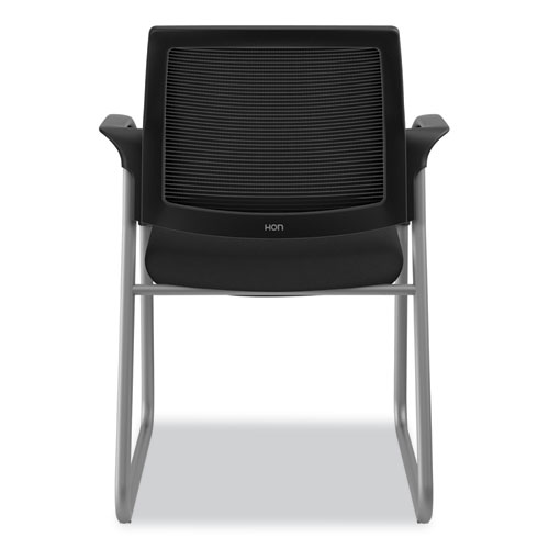 Ignition Series Mesh Back Guest Chair with Sled Base, Fabric Seat, 25" x 22" x 34", Black Seat, Black Back, Platinum Base - Image 7