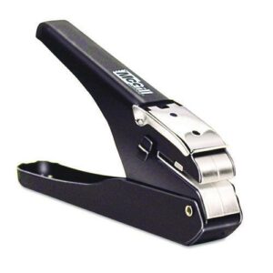 Handheld Badge/Slot Punch, 9/16" x 1/8" Horizontal Slot, Black/Chrome