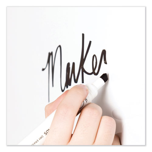 Chisel Tip Low-Odor Dry-Erase Markers with Erasers, Broad Chisel Tip, Black, Dozen - Image 3