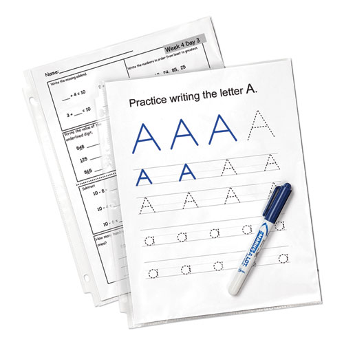 Economy Weight Sheet Protector, Light-Duty, Side: 3-Hole Punched, Top Load 8.5 x 11 Insert, Clear Front, 50/Box - Image 3