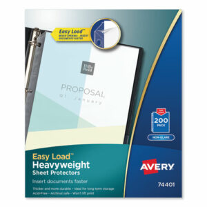 Heavyweight Easy Load Non-Glare Sheet Protector Value Pack, Side: 3-Hole Punched, Top Load 8.5 x 11 Insert, Clear, 200/Box
