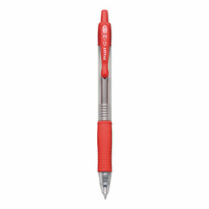 G2 Premium Gel Pen, Retractable, Extra-Fine 0.38 mm, Red Ink, Smoke/Red Barrel