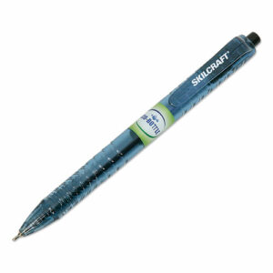 7520016827164, SKILCRAFT Recycled Water Bottle Ballpoint Pen, Retractable, Medium 0.7 mm, Black Ink, Clear Barrel, Dozen