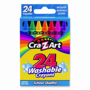 Washable Crayons, Assorted, 24/Pack