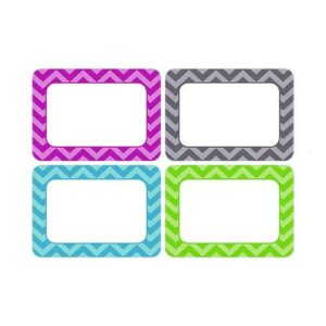 All Grade Self-Adhesive Name Tags, 3.5 x 2.5, Chevron Border Design, Assorted Colors, 36/Pack