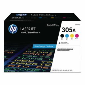 HP 305A, (CE305A-Q) 4-Pack Black/Cyan/Magenta/Yellow Original LaserJet Toner Cartridges