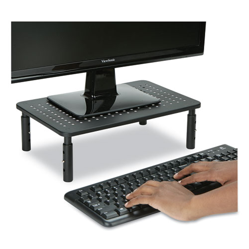 Adjustable Rectangular Monitor Stand, 14" x 9" x 3.25" to 5.25", Black, Supports 44 lbs - Image 2