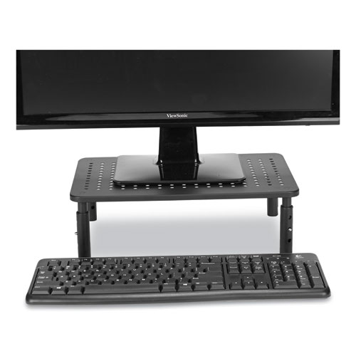 Adjustable Rectangular Monitor Stand, 14" x 9" x 3.25" to 5.25", Black, Supports 44 lbs - Image 3