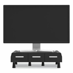 Perch Monitor Stand and Desk Organizer, 13.46" x 12.87" x 2.72", Black/Silver