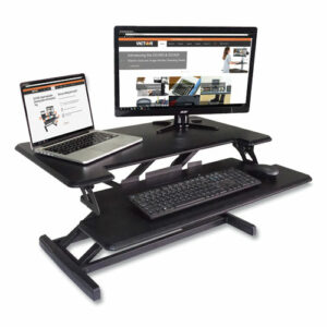 High Rise Height Adjustable Compact Standing Desk with Keyboard Tray, 32.5 x 25 x 19, Black