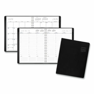 Contemporary Weekly/Monthly Planner, Vertical-Column Format, 11 x 8.25, Black Cover, 12-Month (Jan to Dec): 2026