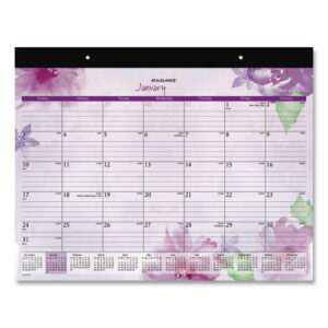 Beautiful Day Desk Pad Calendar, Floral Artwork, 21.75 x 17, Assorted Color Sheets, Black Binding, 12-Month (Jan-Dec): 2026